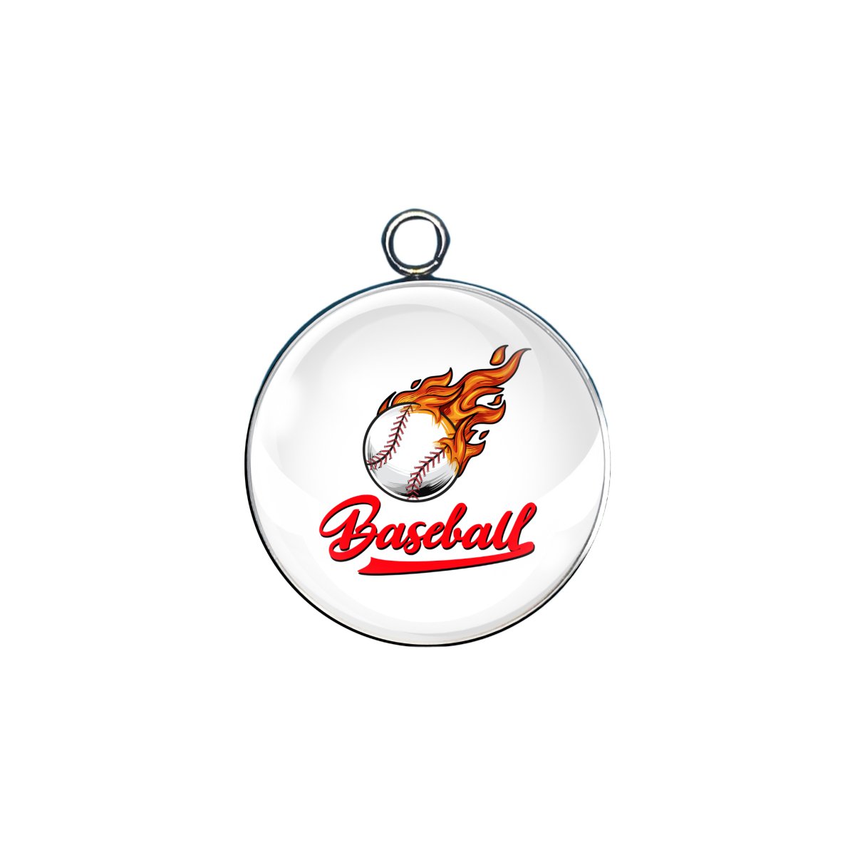 baseball glass cabochon charm