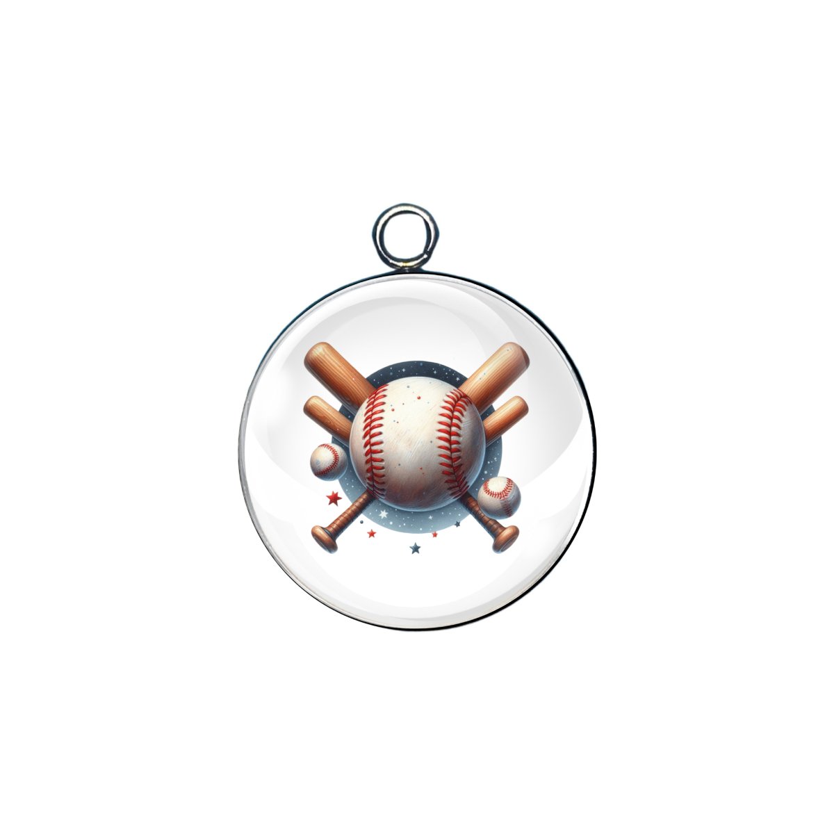 baseball glass cabochon charm