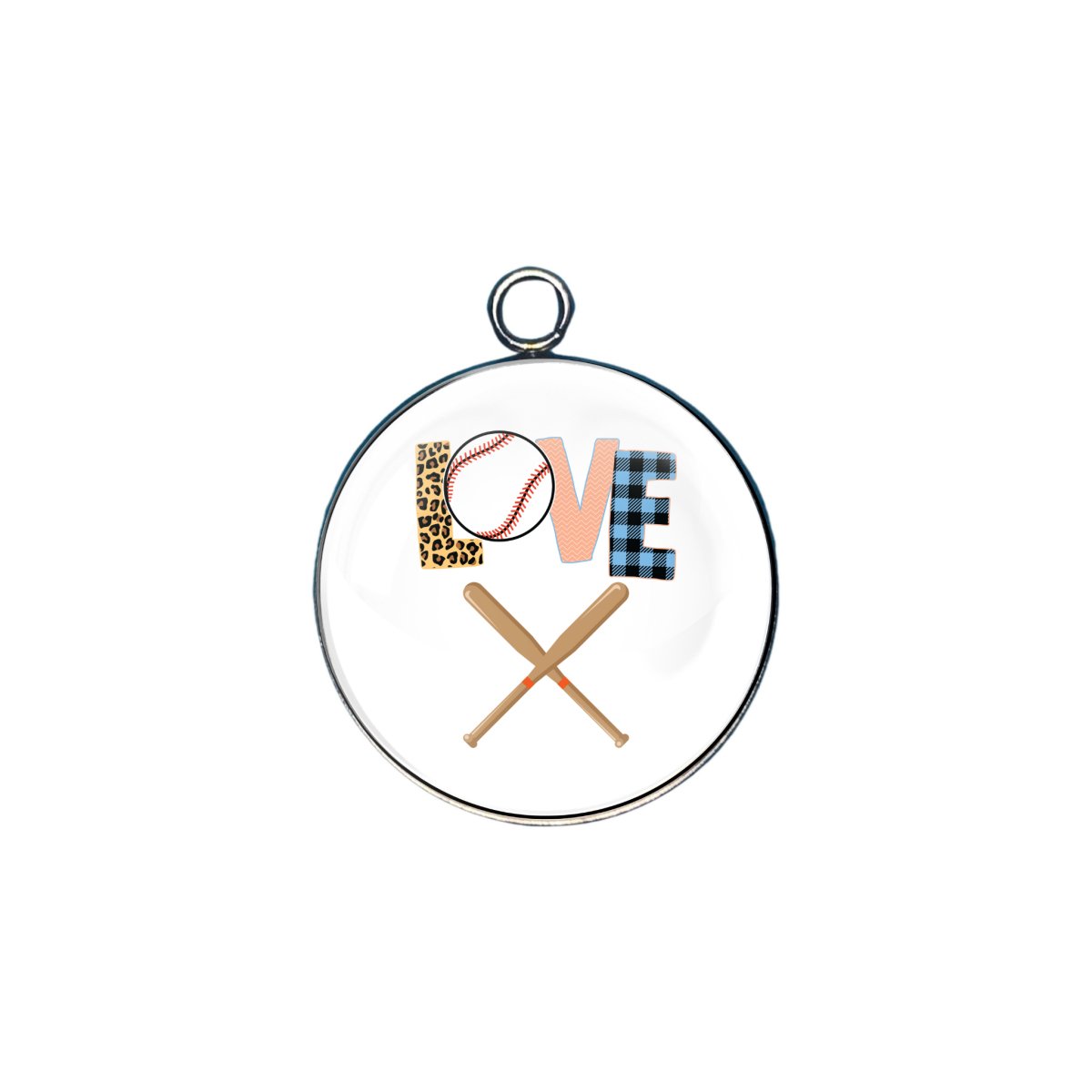 baseball glass cabochon charm