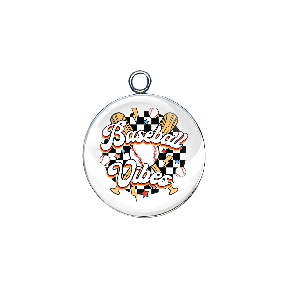 baseball glass cabochon charm