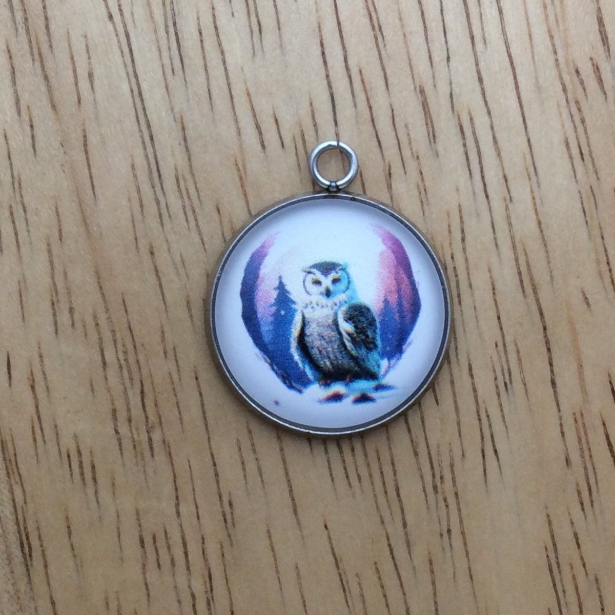 glass cabochon charm with a beautiful majestic owl