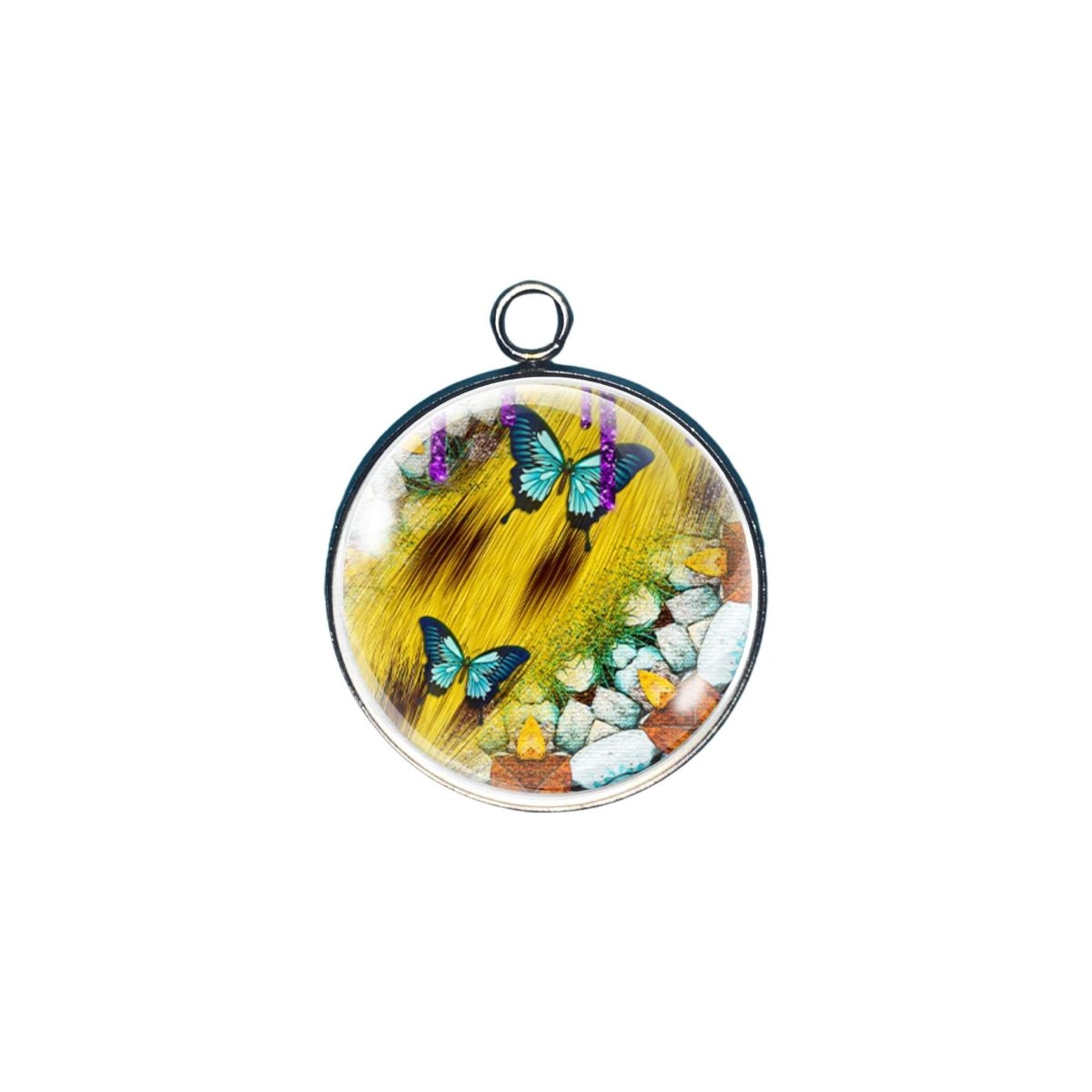 Bohemian design glass cabochon charm