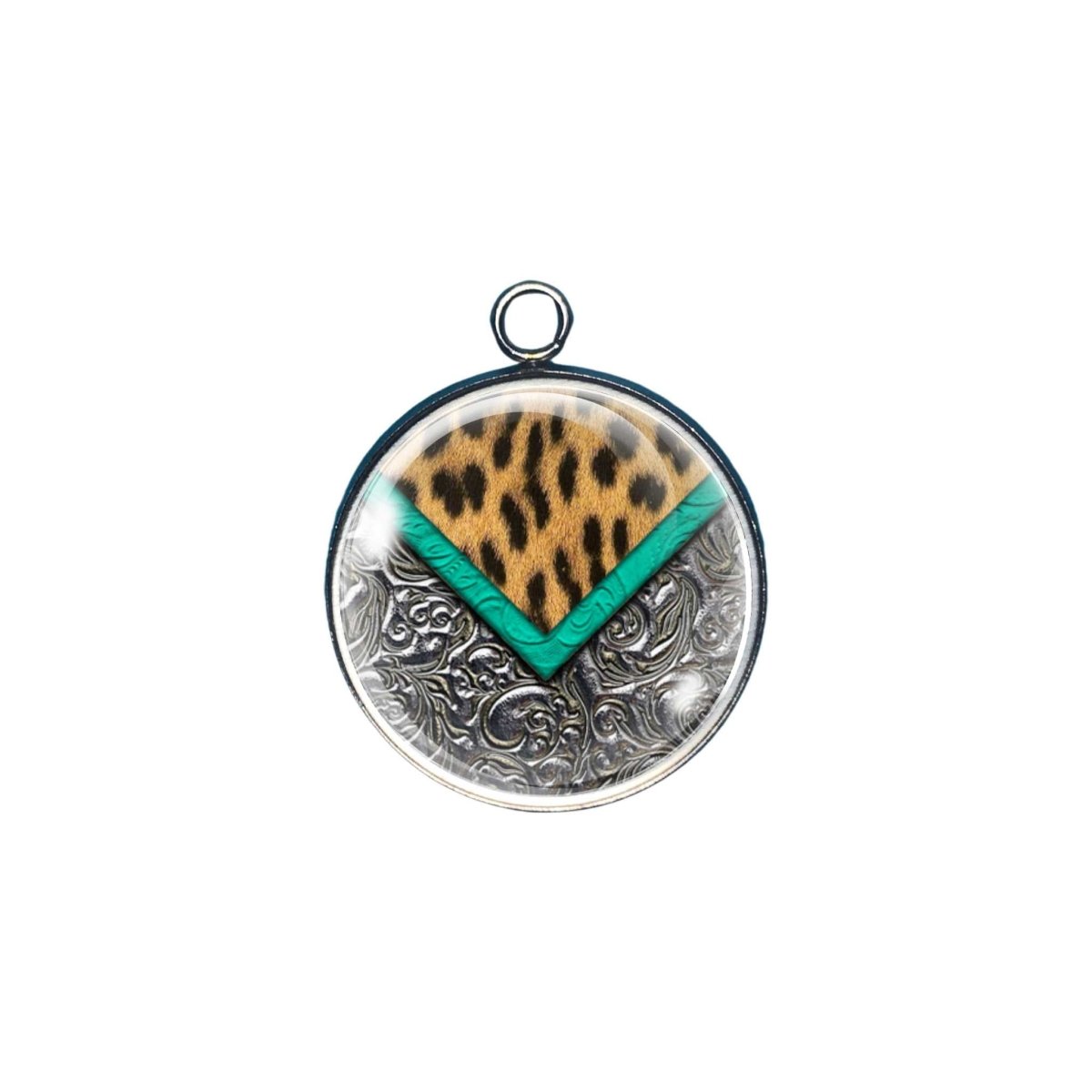 Bohemian design glass cabochon charm