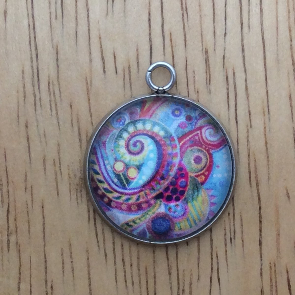 bohemian pattern glass cabochon charm