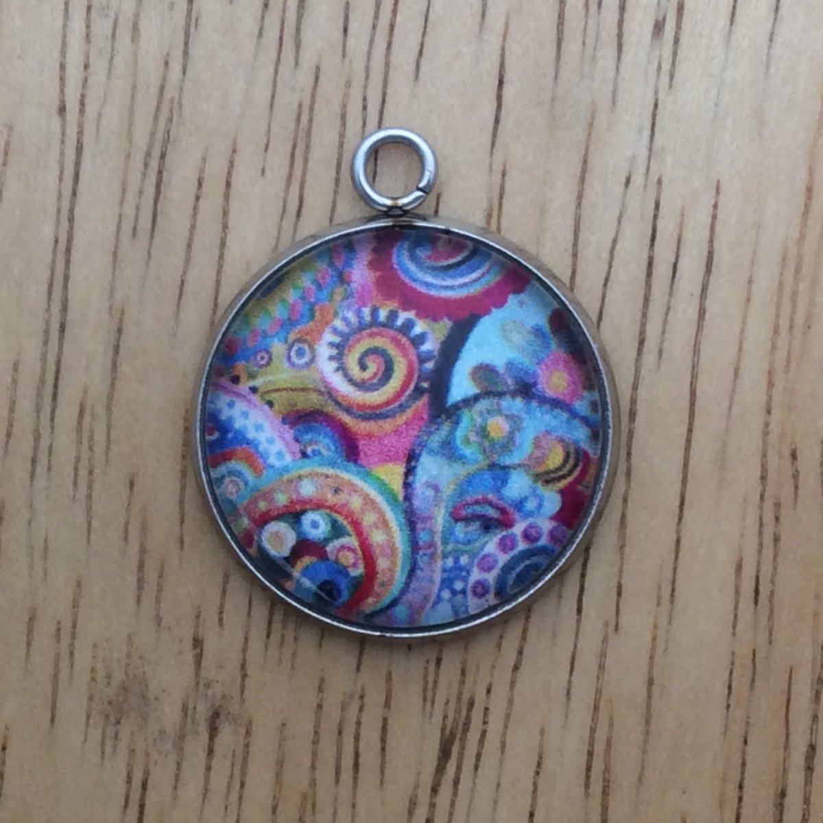 bohemian pattern glass cabochon charm