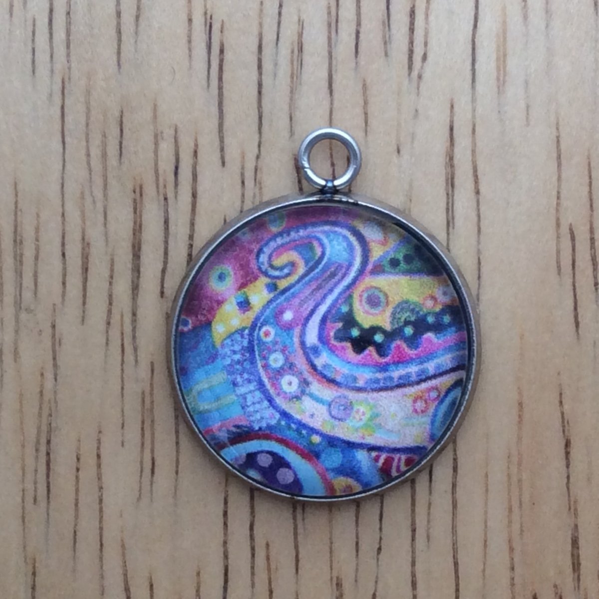 bohemian pattern glass cabochon charm