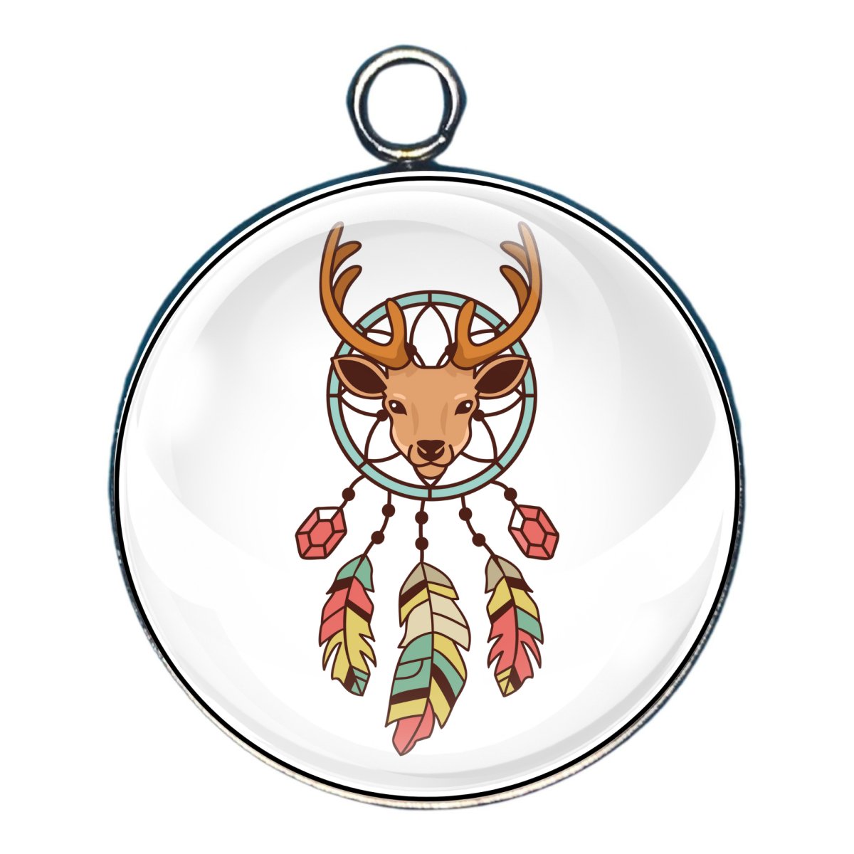 charm of a dreamcatcher featuring the head of a deer