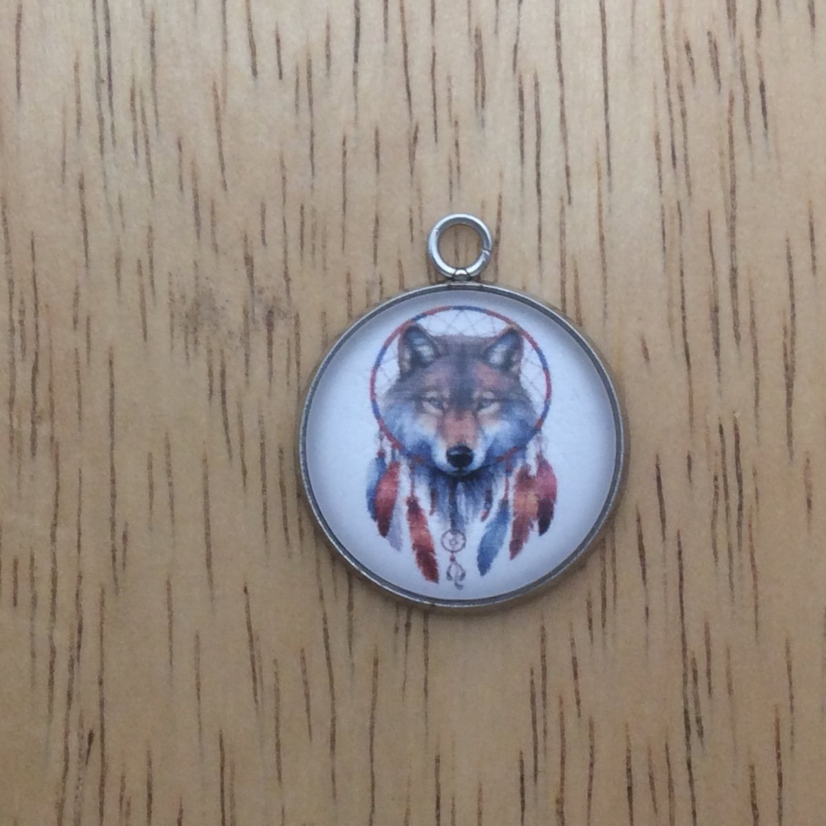  boho wolf dreamcatcher glass cabochon charm