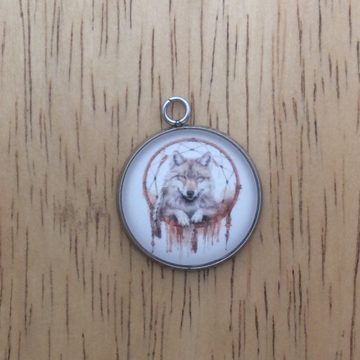  boho wolf dreamcatcher glass cabochon charm