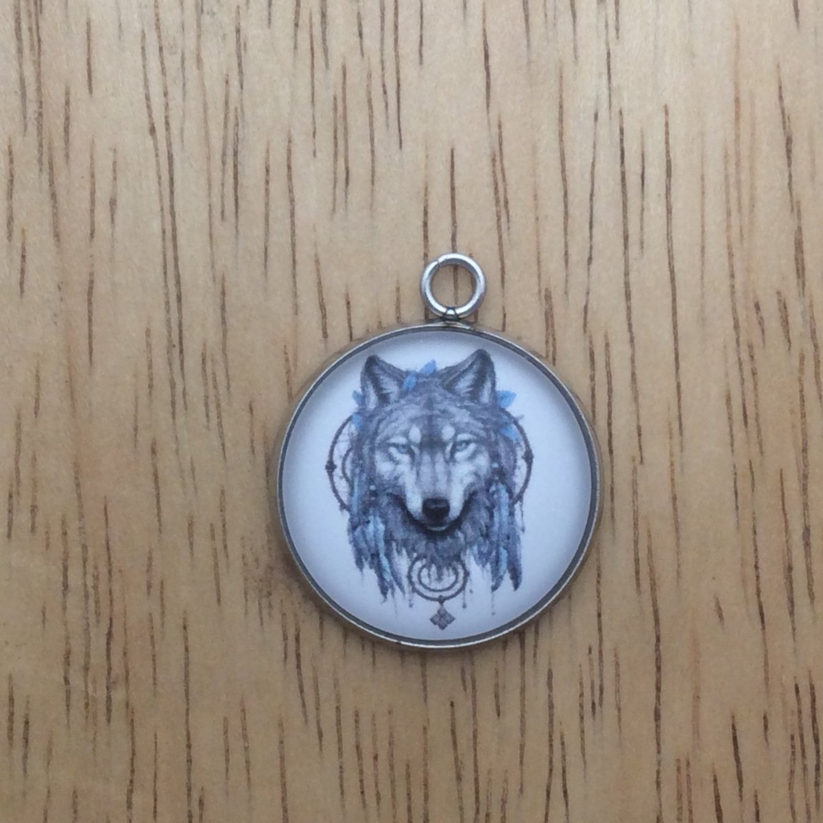  boho wolf dreamcatcher glass cabochon charm