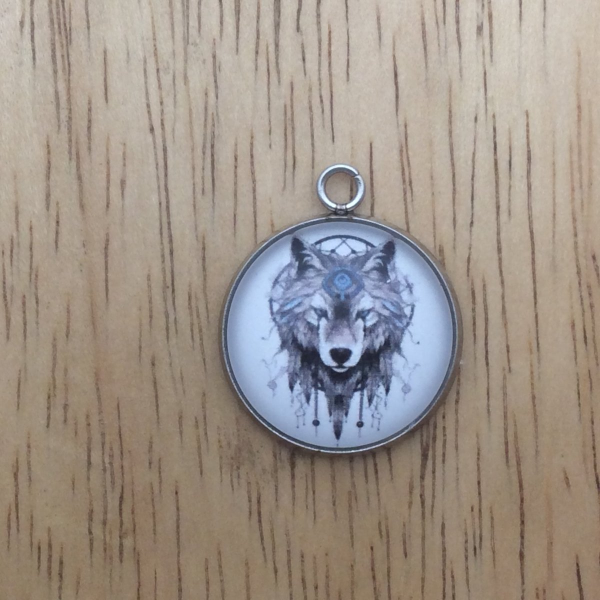  boho wolf dreamcatcher glass cabochon charm