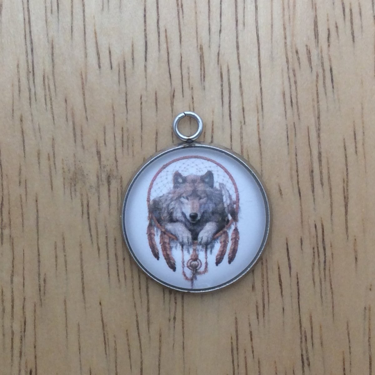  boho wolf dreamcatcher glass cabochon charm