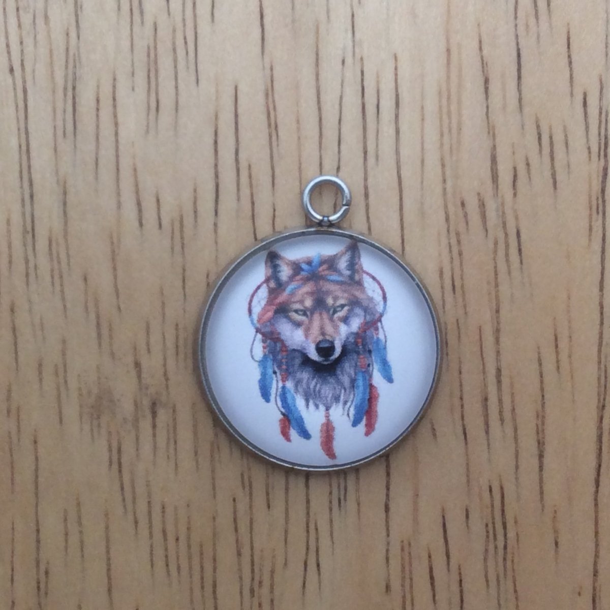  boho wolf dreamcatcher glass cabochon charm