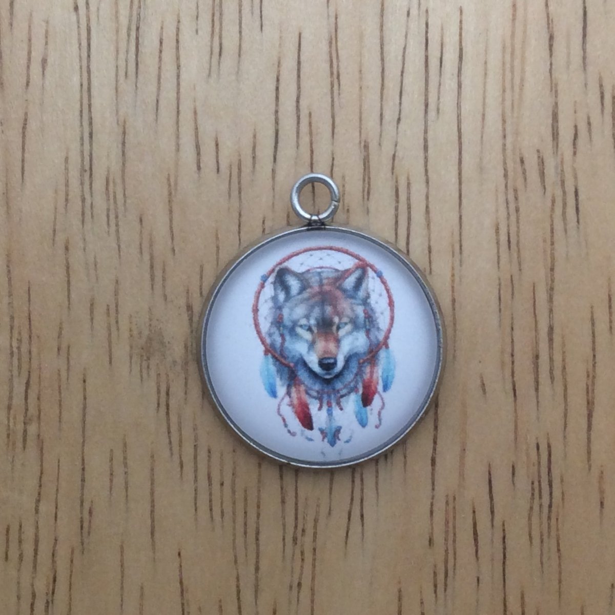  boho wolf dreamcatcher glass cabochon charm