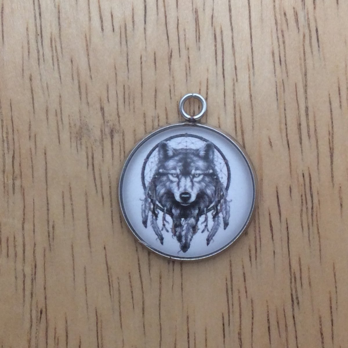  boho wolf dreamcatcher glass cabochon charm