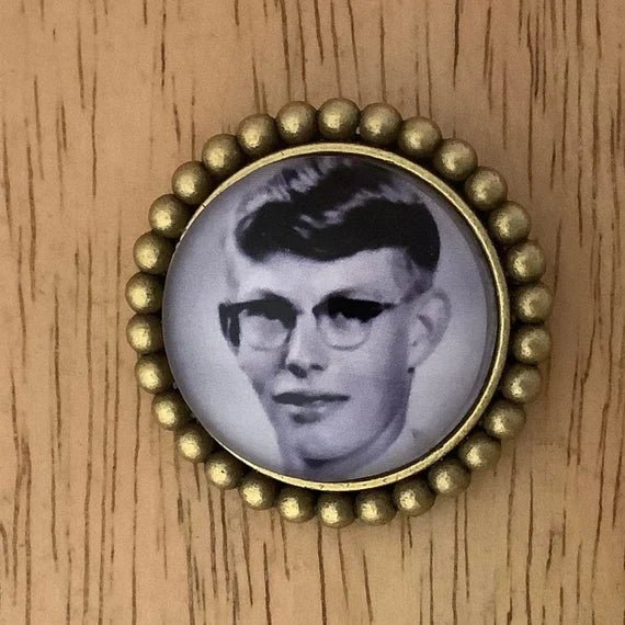 Bronze 25MM Custom Photo Lapel Pin, Lapel Pin with 25MM Glass Cabochon Charm, Custom Gift Pin, Memorial Pin - ILikeWorms