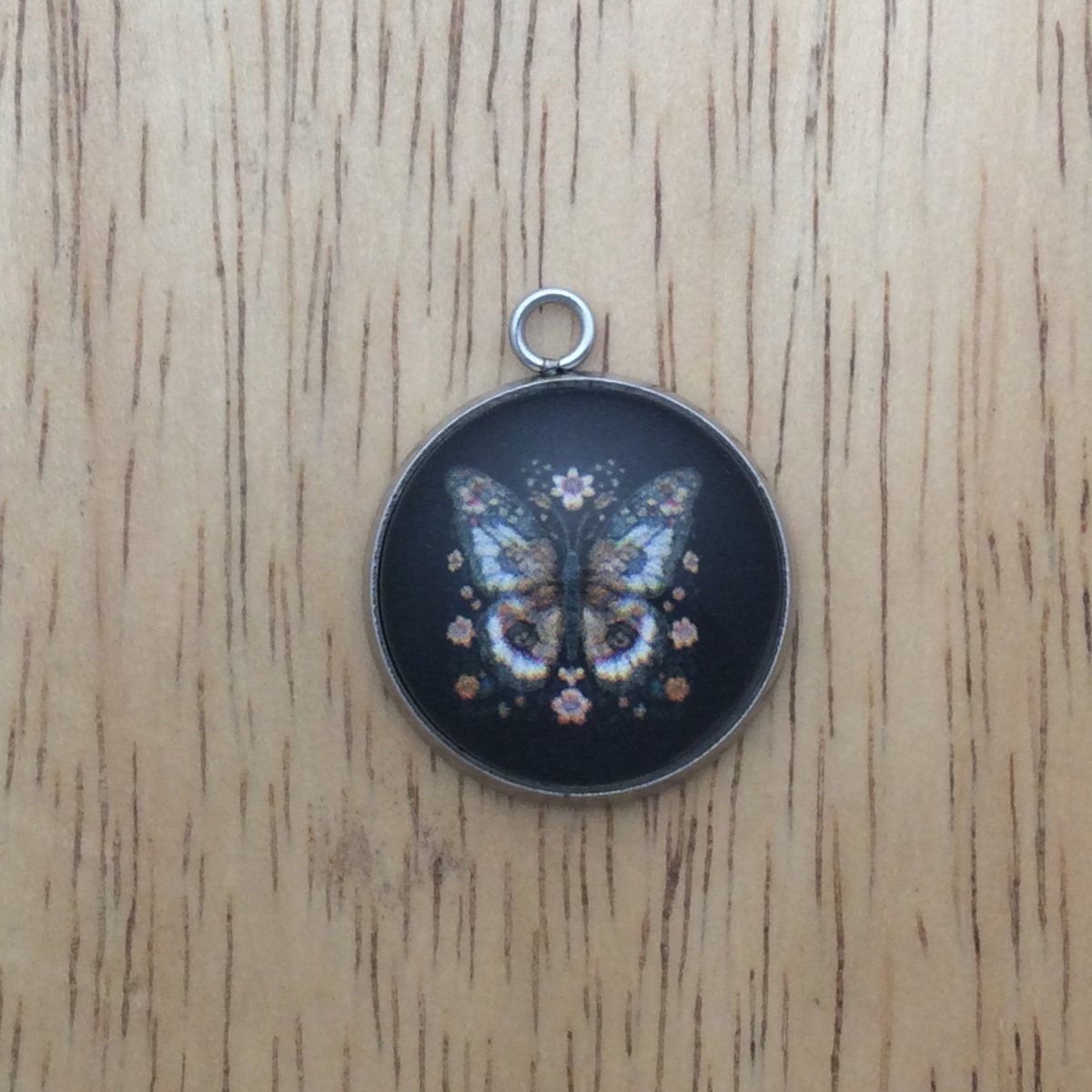 butterfly folk art glass cabochon charm