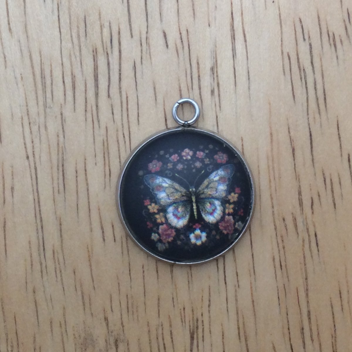 butterfly folk art glass cabochon charm