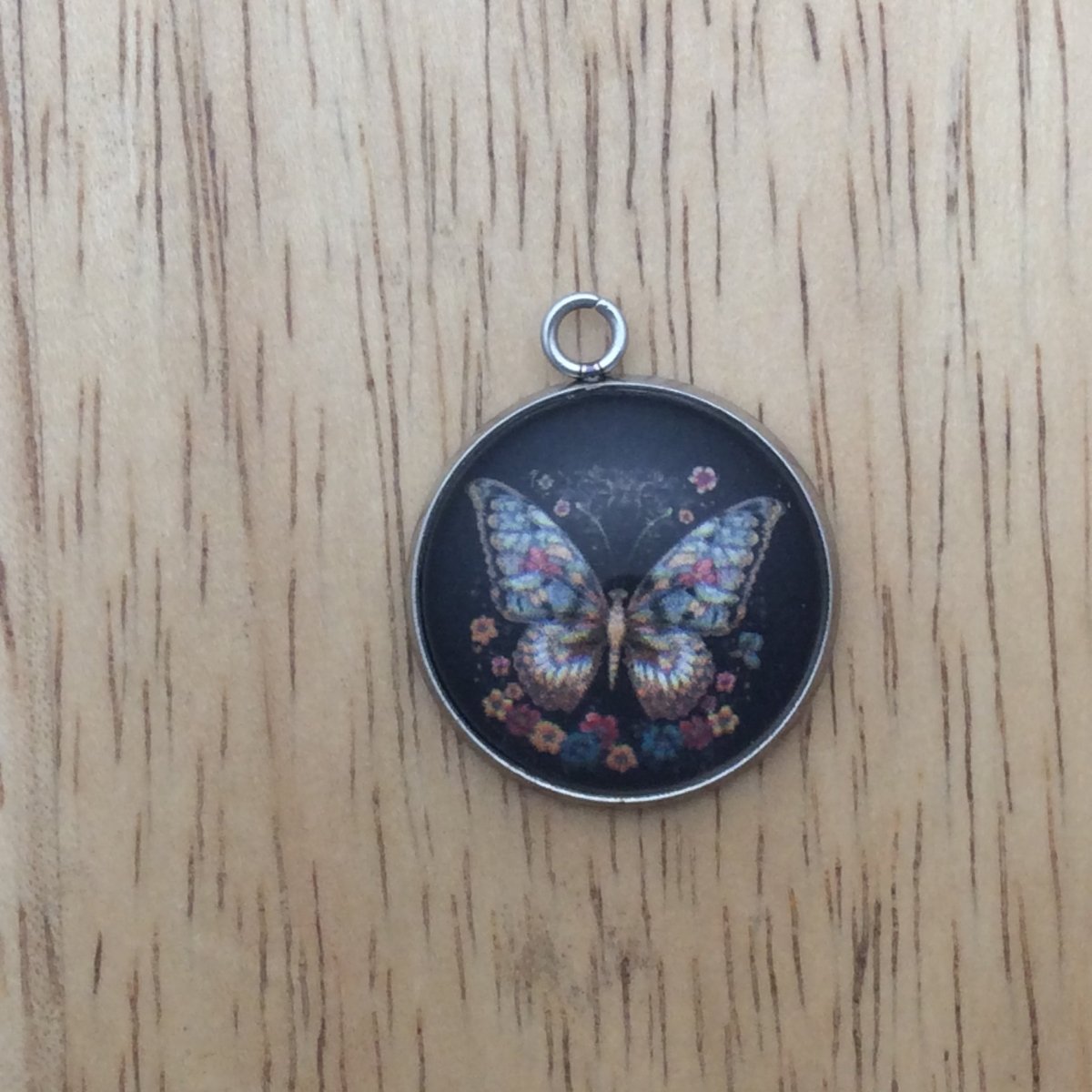 butterfly folk art glass cabochon charm