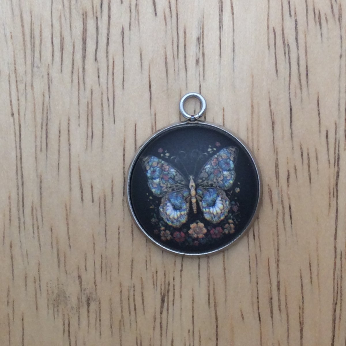 butterfly folk art glass cabochon charm