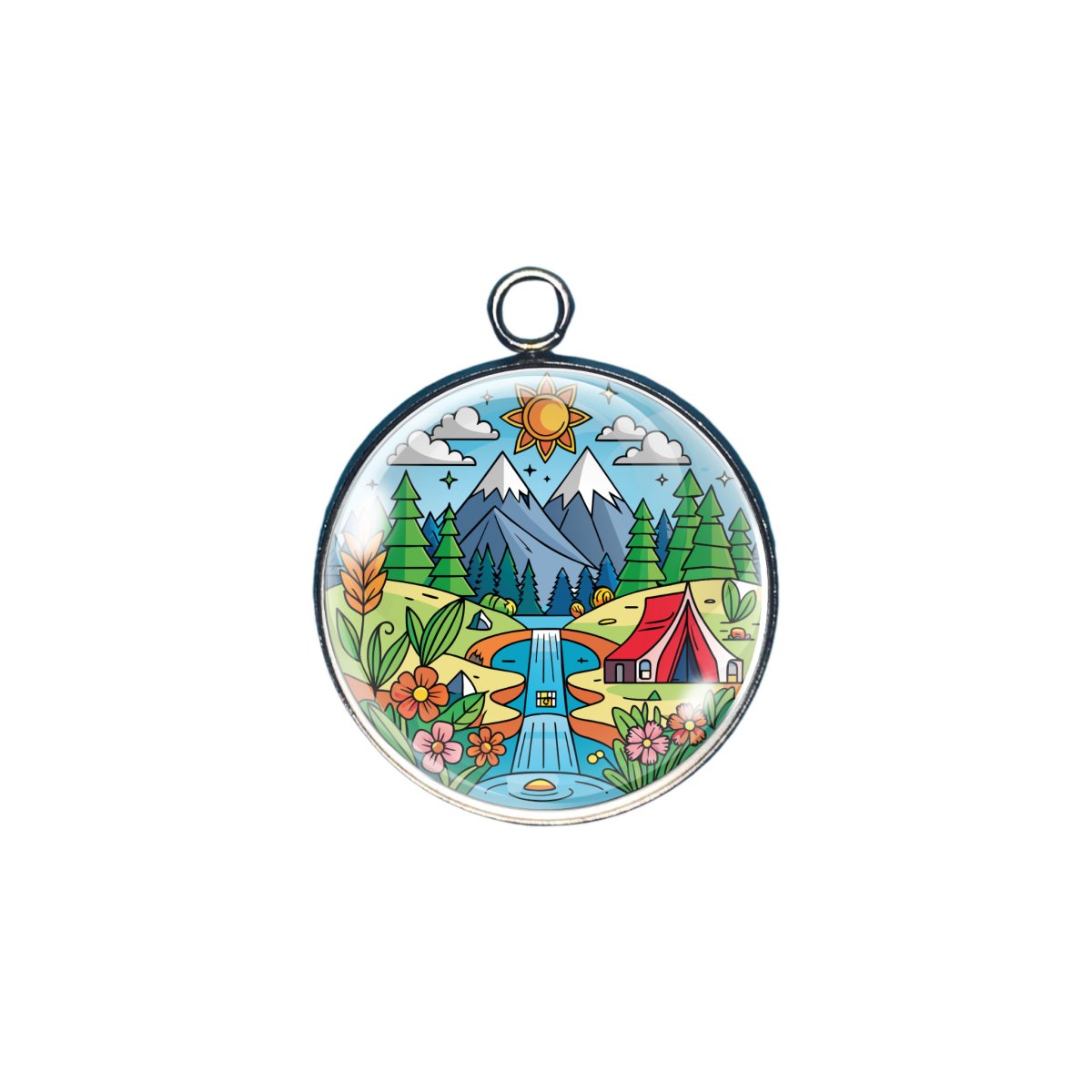 campsite glass cabochon charm