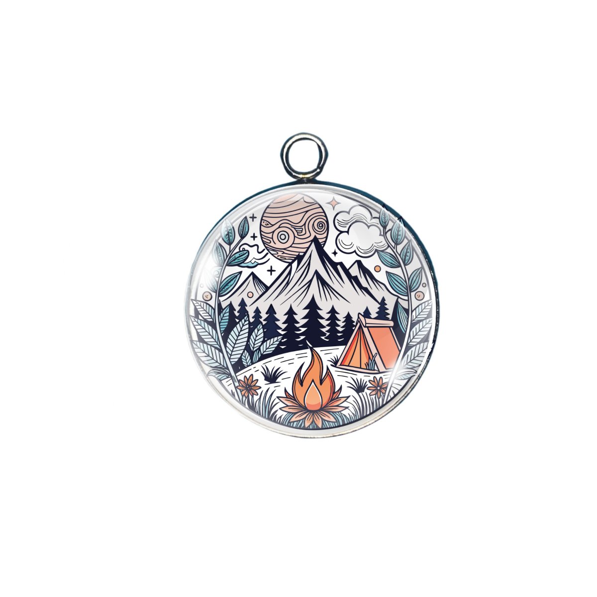 campsite glass cabochon charm