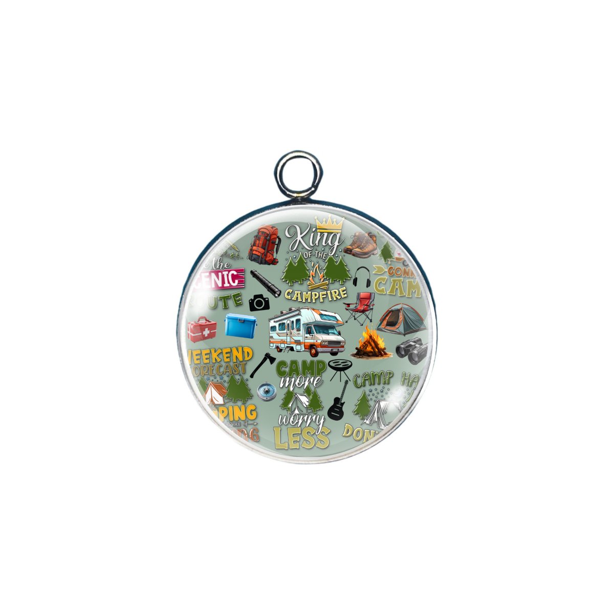 campsite glass cabochon charm