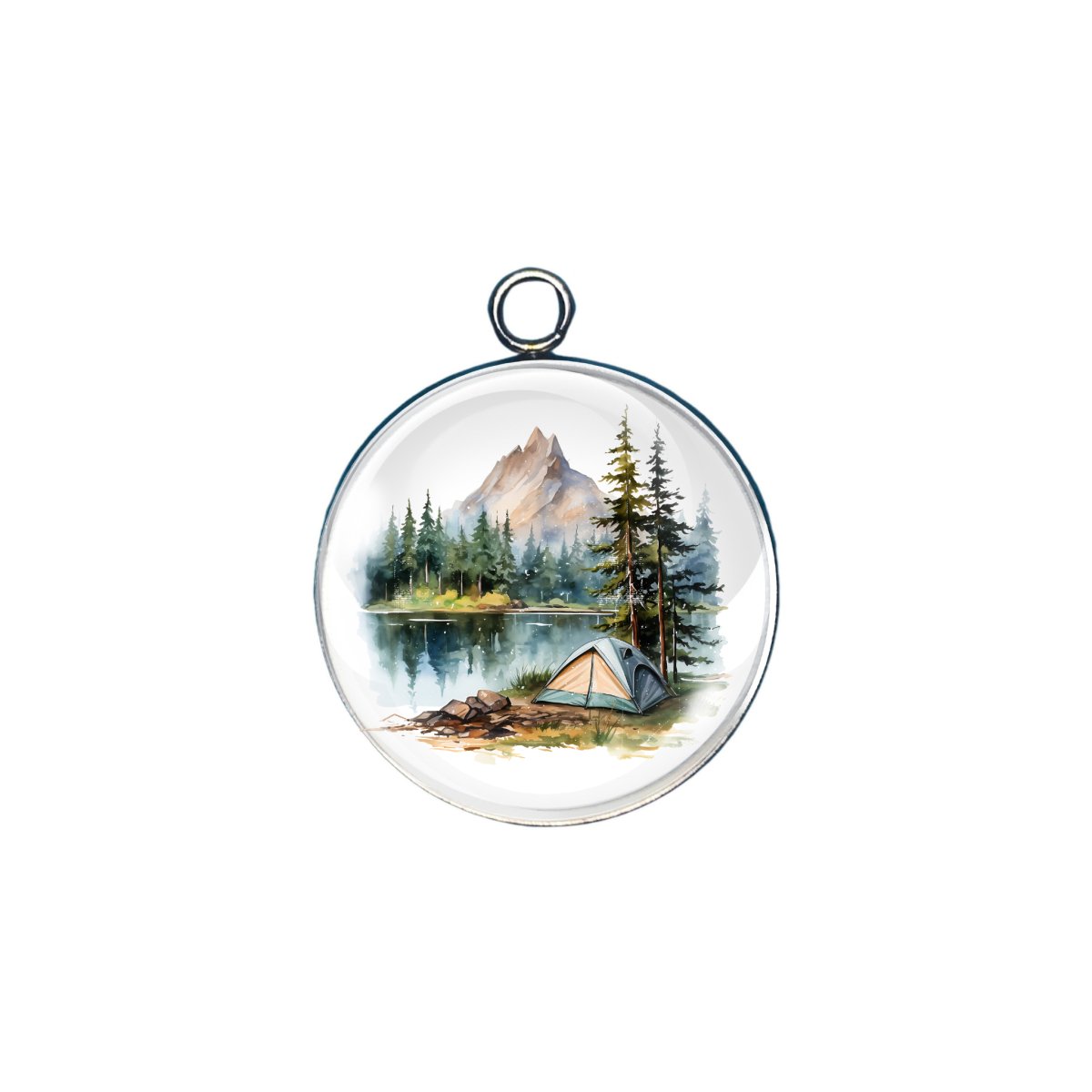 campsite glass cabochon charm