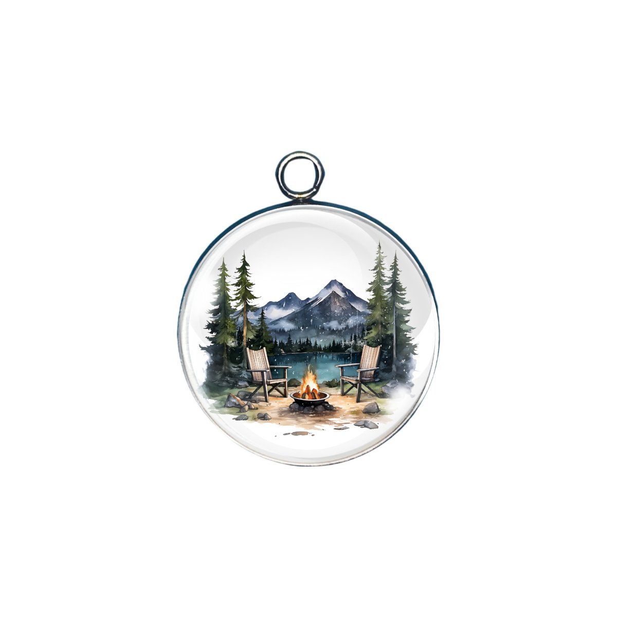 campsite glass cabochon charm