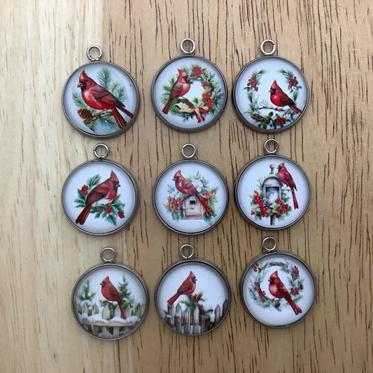 Cardinal Glass Cabochon Charms, Red Cardinal Charms for Jewelry Making - ILikeWorms