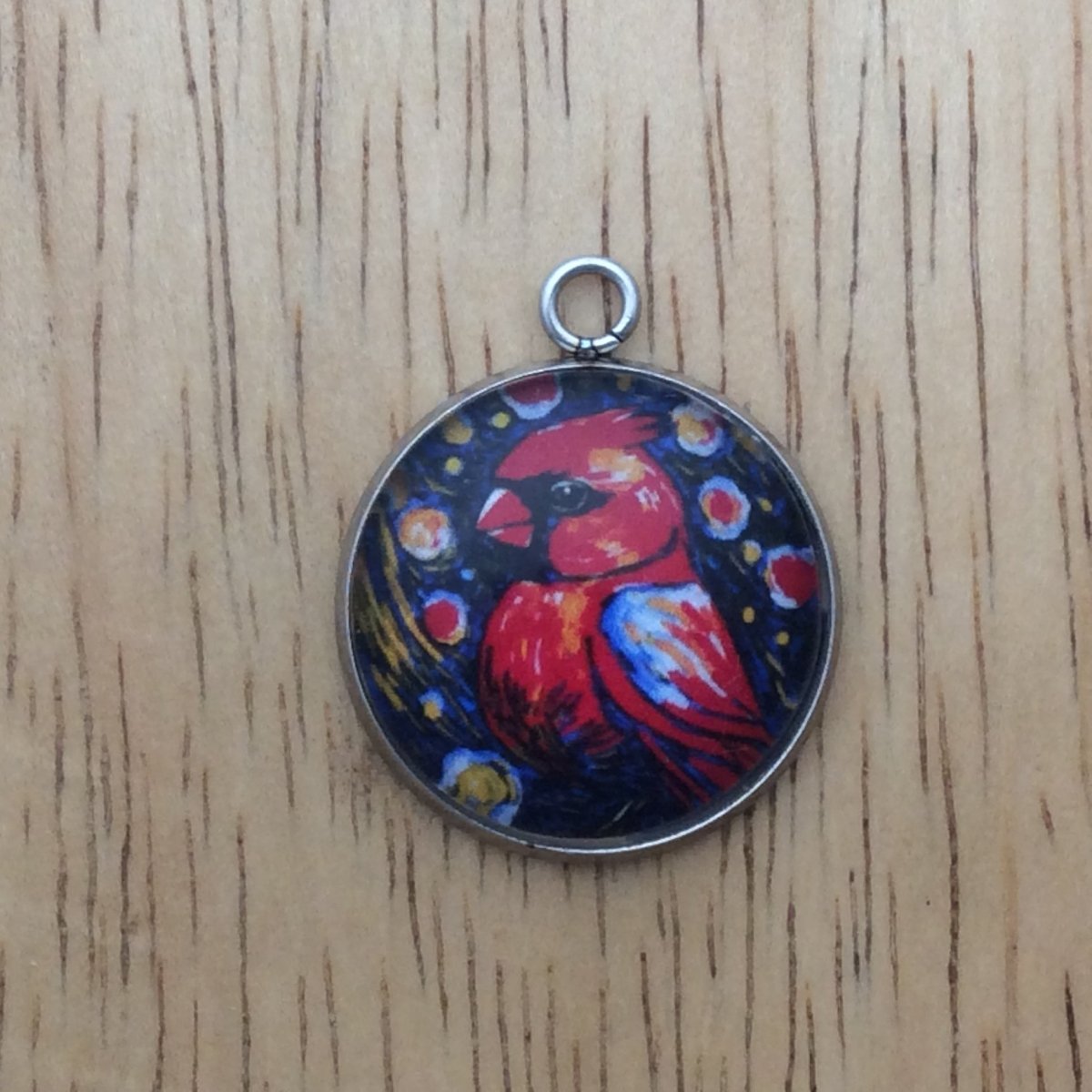 cardinal glass cabochon charm