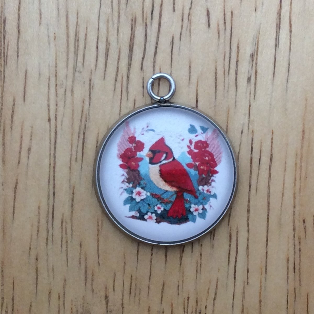 cardinal glass cabochon charm