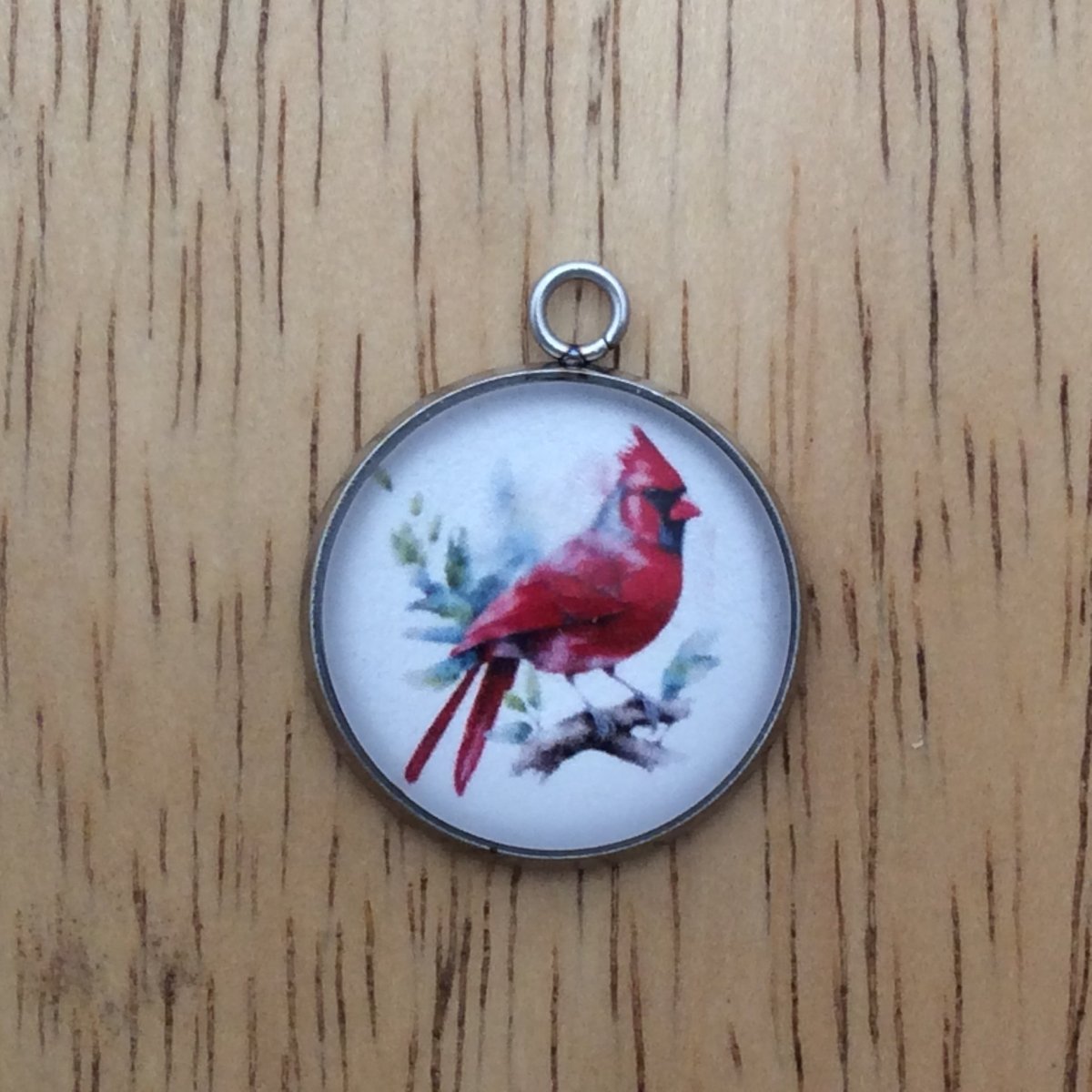 cardinal glass cabochon charm