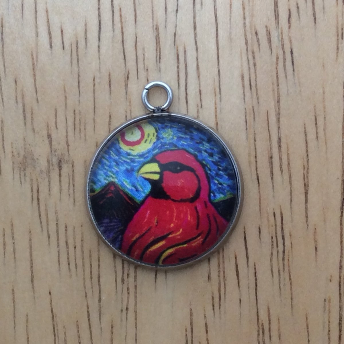 cardinal glass cabochon charm