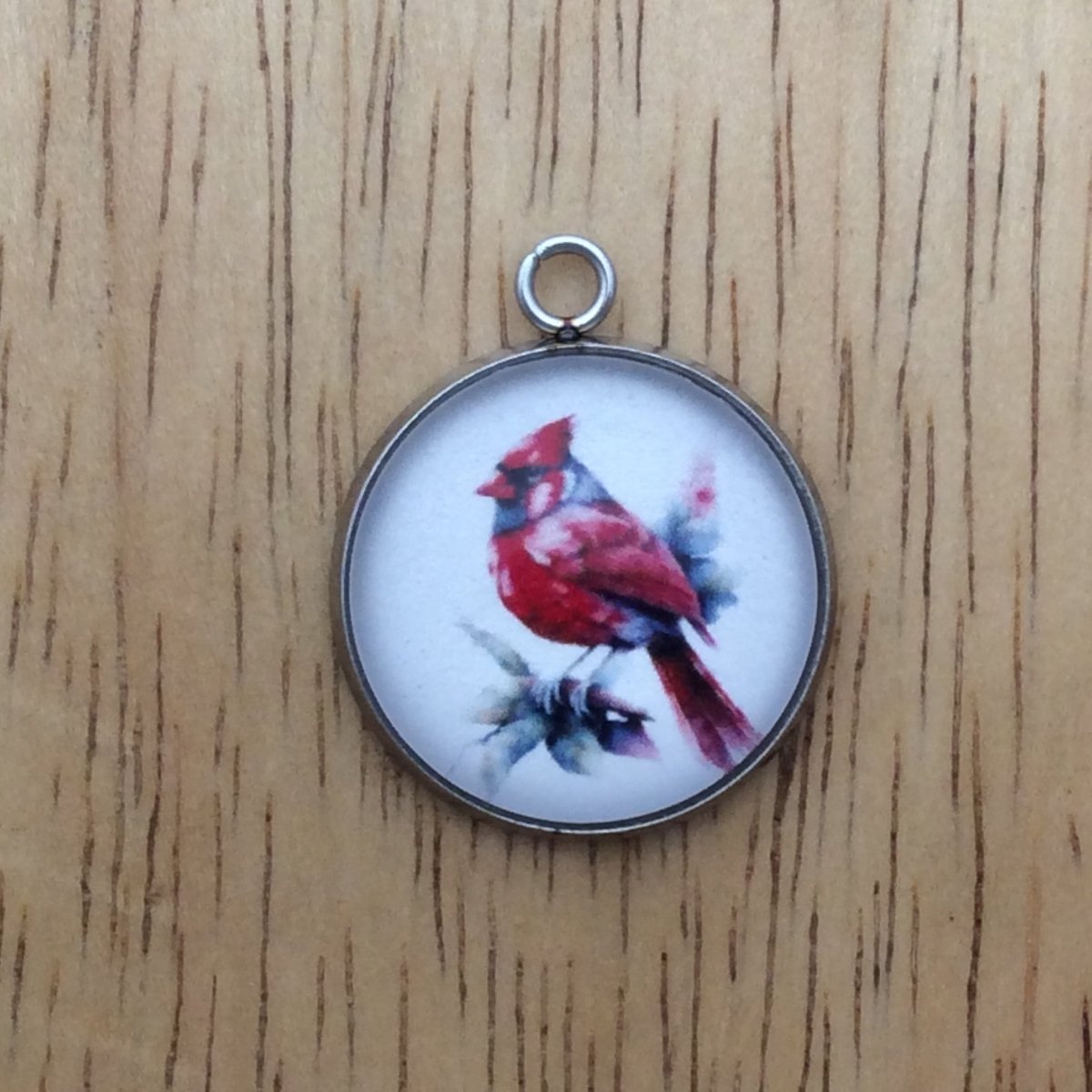 cardinal glass cabochon charm