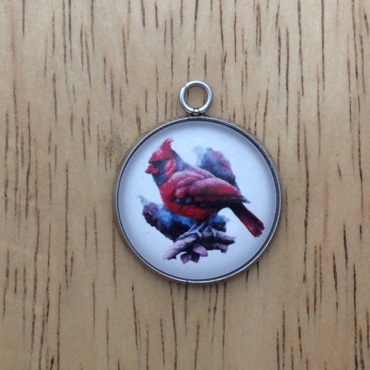 cardinal glass cabochon charm