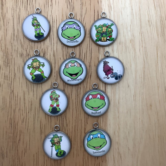 Teenage Mutant Ninja Turtle Glass Cabochon Charms, Jewelry Making Charms