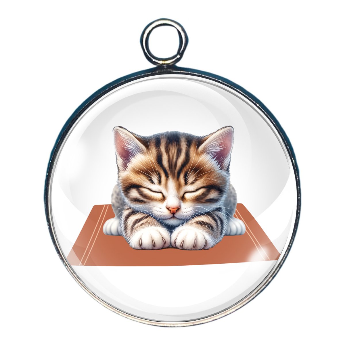 A charm featuring an adorable cat doing a yoga pose