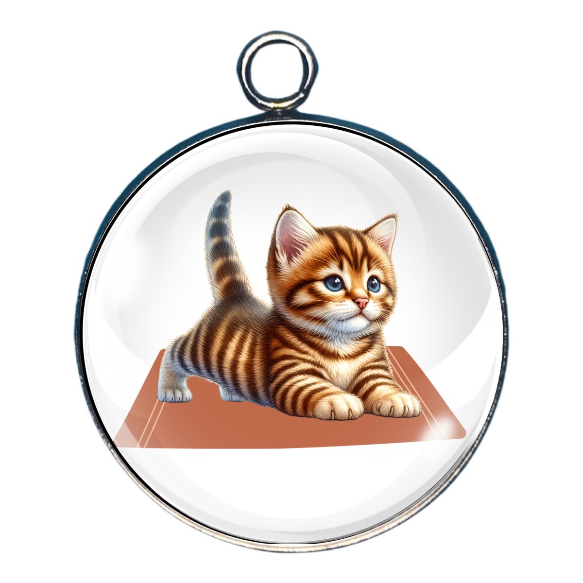 A charm featuring an adorable cat doing a yoga pose