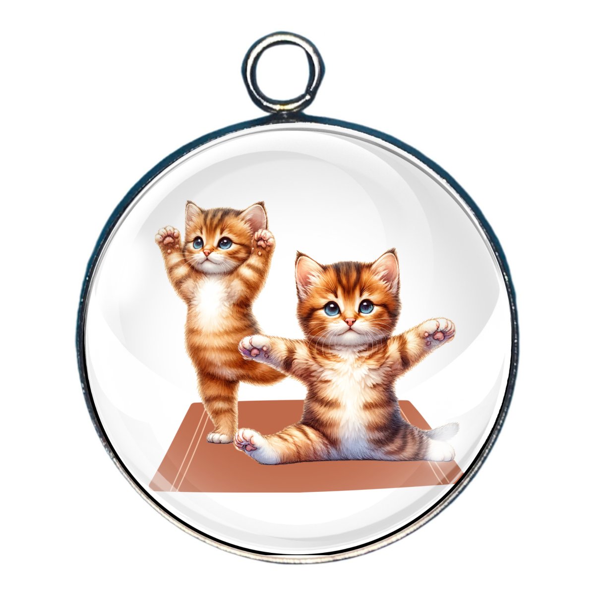 A charm featuring an adorable cat doing a yoga pose