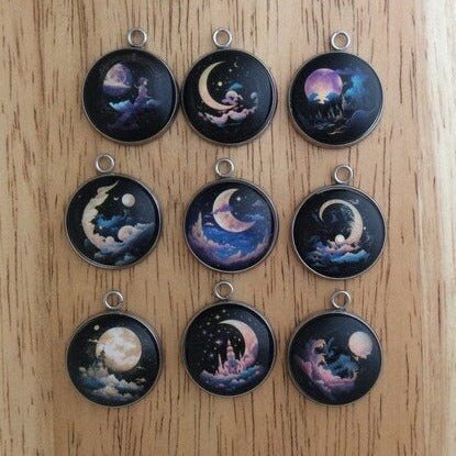 Celestial Moon Charms, Jewelry Making Charms - ILikeWorms