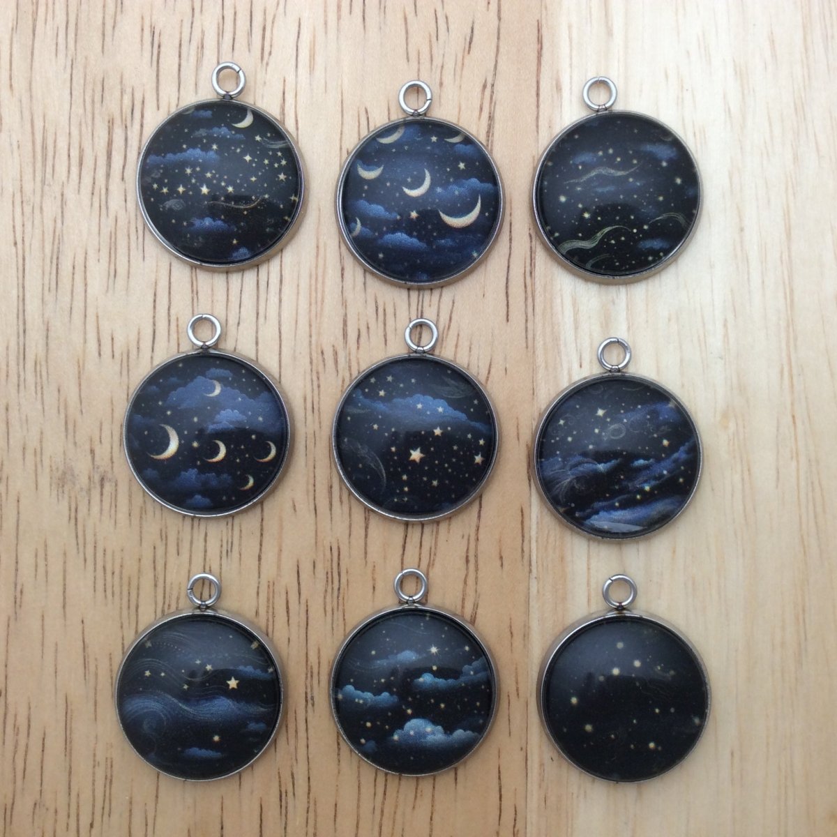 9 celestial star glass cabochon charms