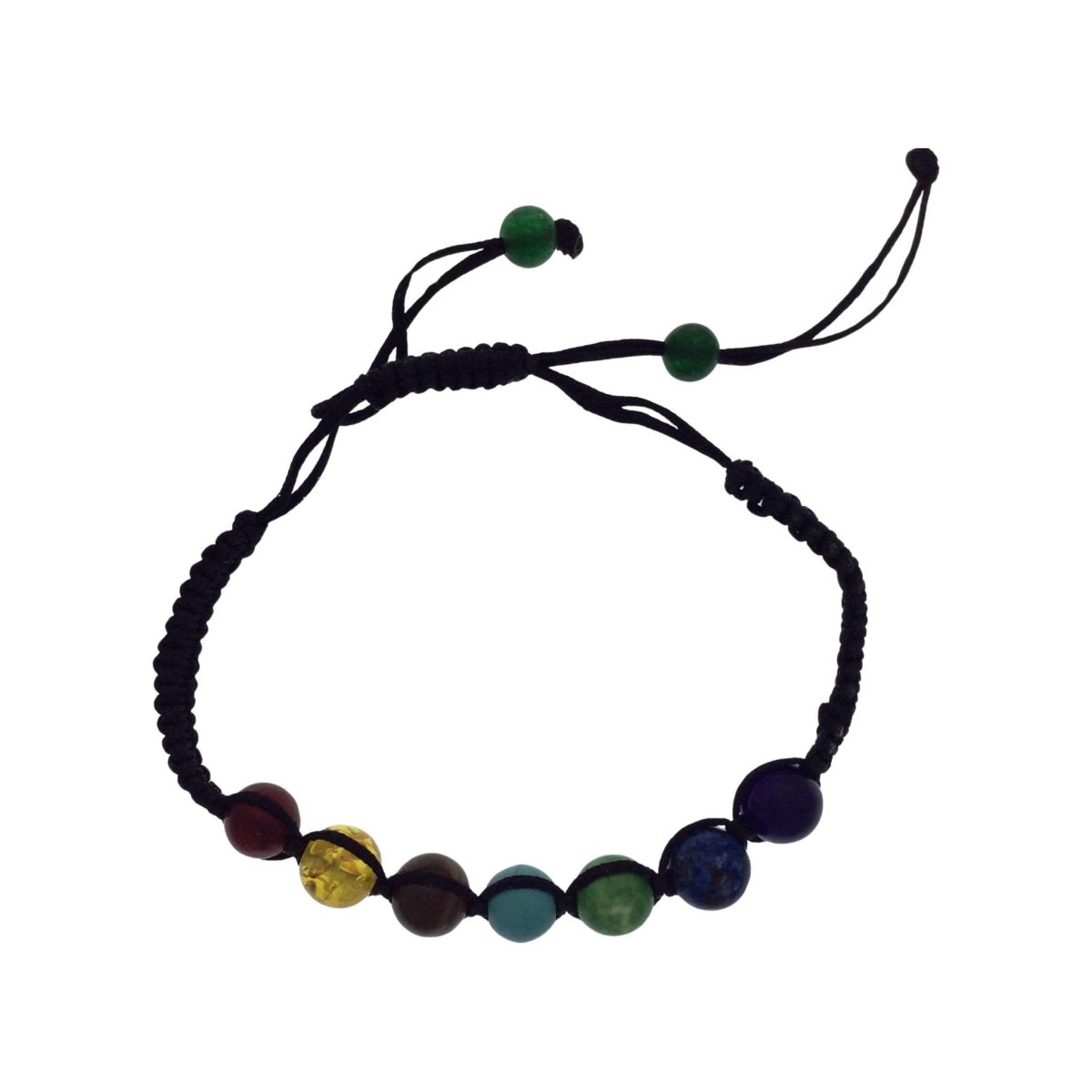 Black cord 7 color chakra stone bead bracelet