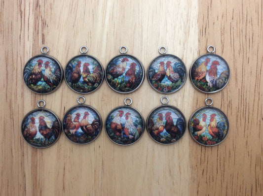 Chicken Glass Cabochon Charms - ILikeWorms