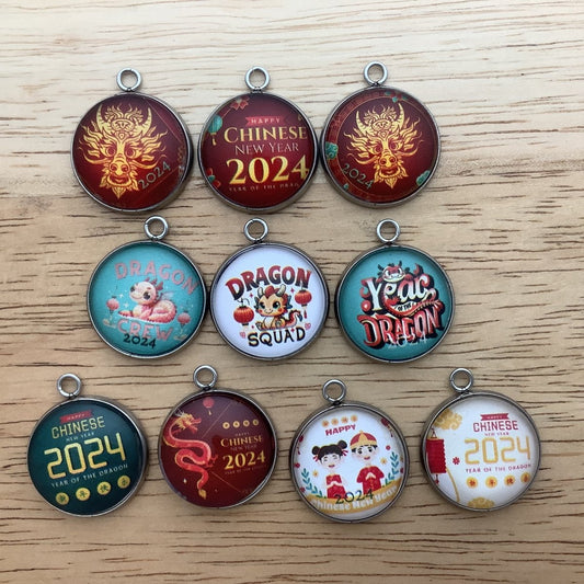 group of 10 charms featuring the Chinese dragon for the Chinese new year