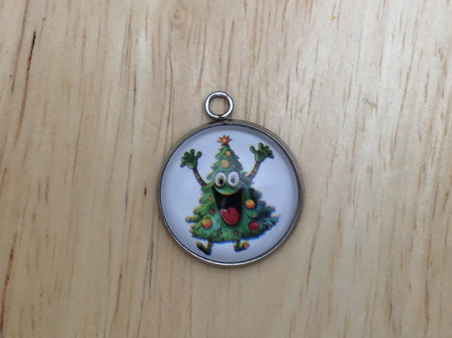 Cute Christmas Tree Photo Glass Cabochon Charms - ILikeWorms