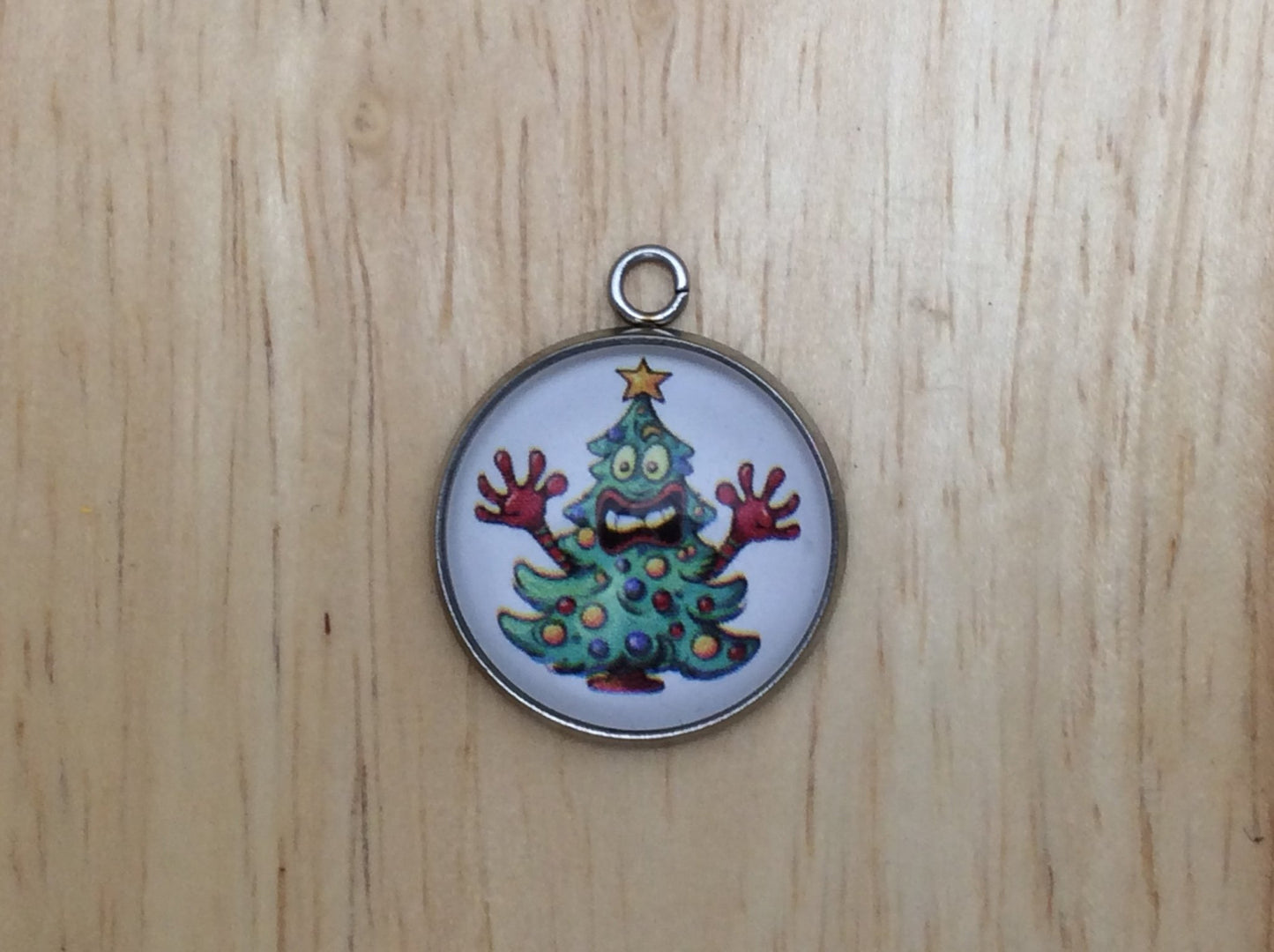 Cute Christmas Tree Photo Glass Cabochon Charms - ILikeWorms