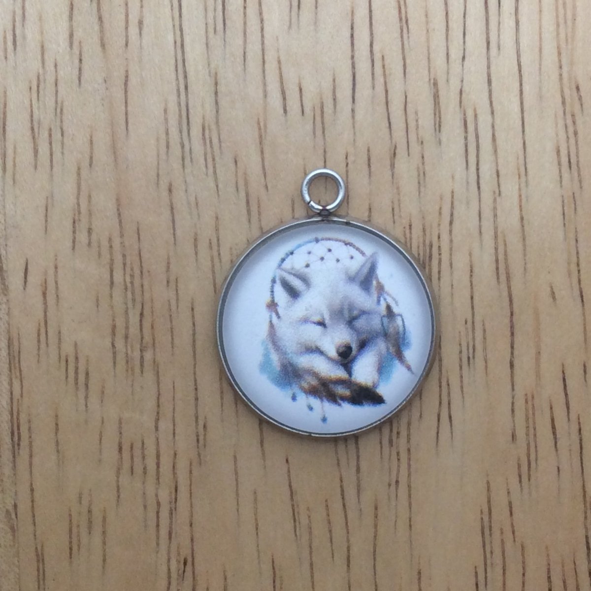  wolf dreamcatcher glass cabochon charm