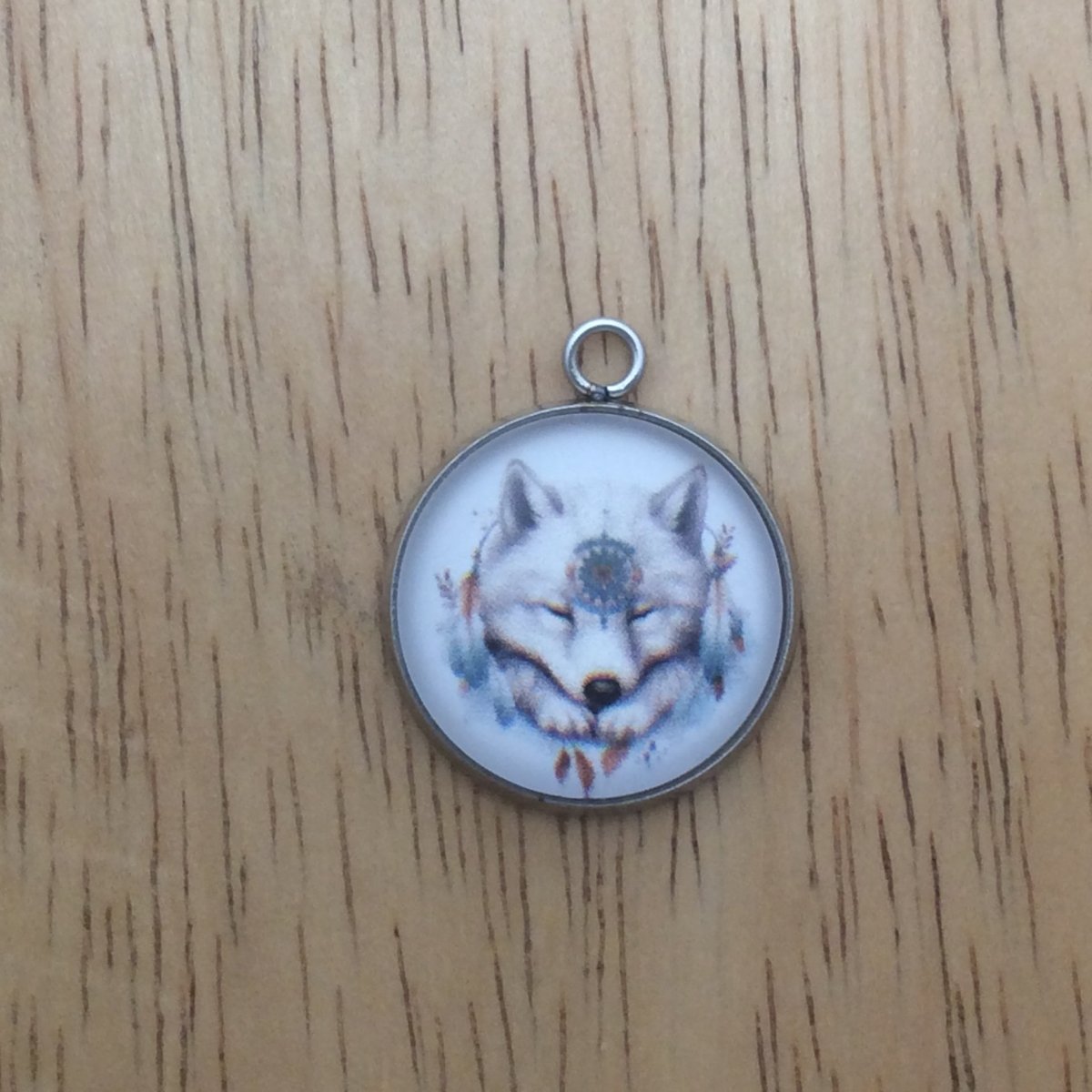  wolf dreamcatcher glass cabochon charm