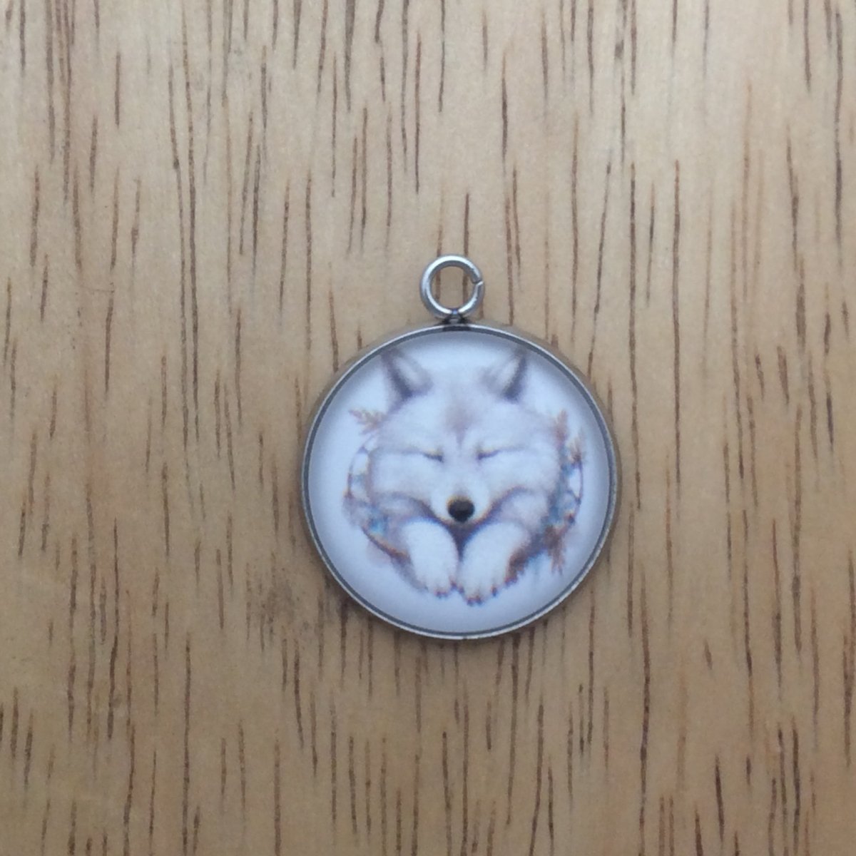  wolf dreamcatcher glass cabochon charm